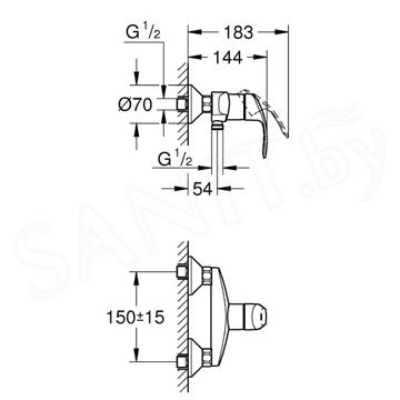 Набор смесителей Grohe Eurosmart New 123576 c душевым гарнитуром