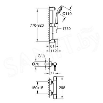 Набор смесителей Grohe Grohtherm 1000 Cosmopolitan M 34321002 c душевым гарнитуром