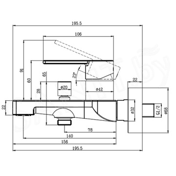 Смеситель для ванны Villeroy&Boch Architectura TVT10300200061