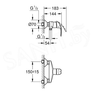 Набор смесителей Grohe Eurosmart 124410 c душевой стойкой