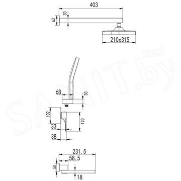 Душевая система скрытого монтажа Rose R1035