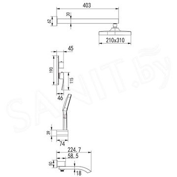 Душевая система скрытого монтажа Rose R1535H