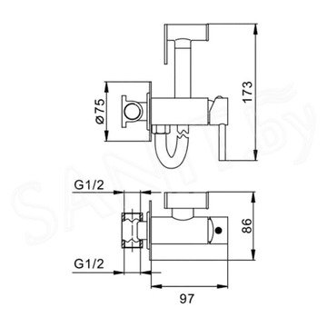 Смеситель встраиваемый Frap F7505-2 с гигиеническим душем