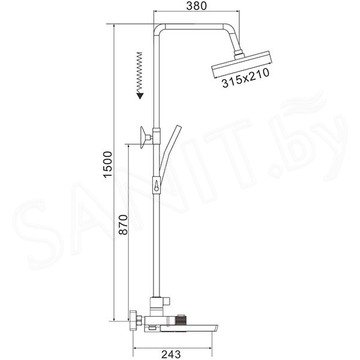 Душевая стойка Rose R1896 с термостатом