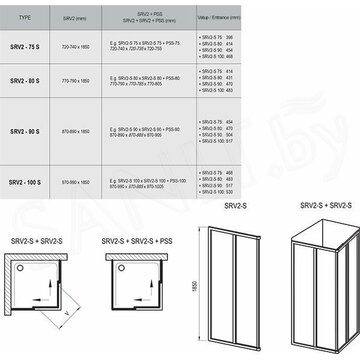 Душевая дверь Ravak Supernova SRV2-80 S / SRV2-90 S профиль белый