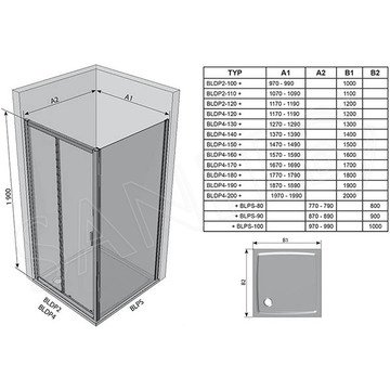 Душевой уголок Ravak Blix BLDP2+BLPS профиль белый