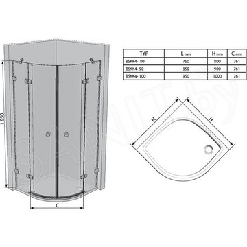 Душевой уголок Ravak Brilliant BSKK4-90 / BSKK4-100 профиль хром