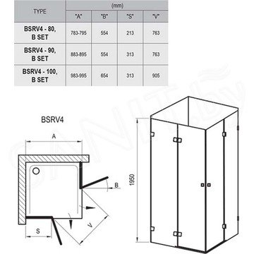 Душевой уголок Ravak Brilliant BSRV4-90 / BSRV4-100 профиль хром