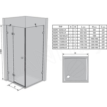 Душевой уголок Ravak Brilliant BSDPS-120 профиль хром