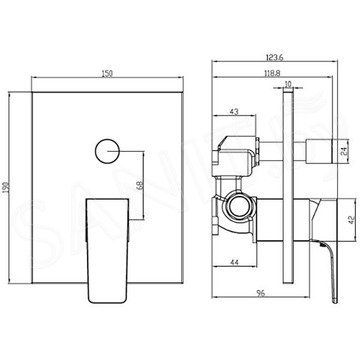 Смеситель встраиваемый Villeroy&Boch Architectura Square TVS12500300061 для ванны и душа