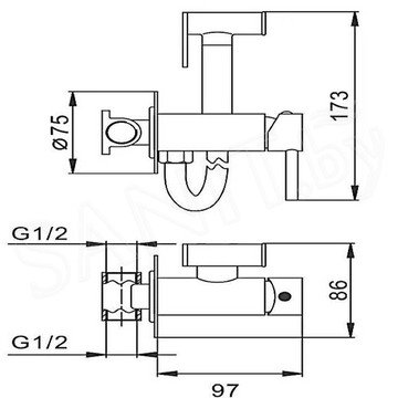 Смеситель встраиваемый Frap F7505-6 с гигиеническим душем