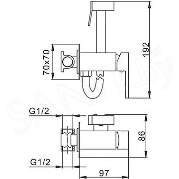 Смеситель встраиваемый Frap F7506-4 с гигиеническим душем