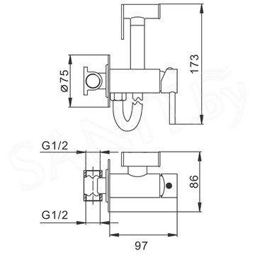 Смеситель встраиваемый Frap F7505-3 с гигиеническим душем