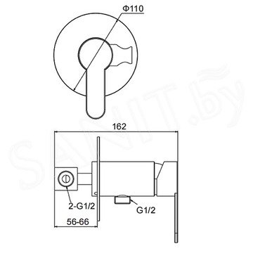 Смеситель встраиваемый Frap F72801-6 с гигиеническим душем