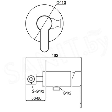 Смеситель встраиваемый Frap F72801 с гигиеническим душем