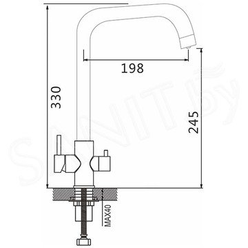 Кухонная мойка Roxen Simple 60 PVD (графит) с коландером, дозатором и смесителем с подключением к фильтру воды