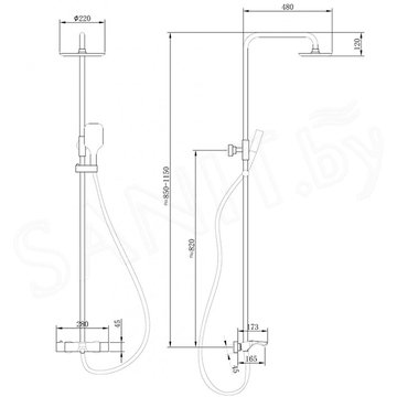 Душевая стойка Abber Thermostat AF8516B термостатическая