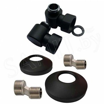 Комплект угловых американок 3/4"х1/2" Г/Ш + чашки 3/4" + эксцентрики 3/4"х1/2" черный