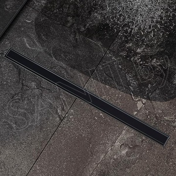 Душевой уголок Roxen Santi прозрачный с черным профилем в комплекте с душевым лотком Black Glass