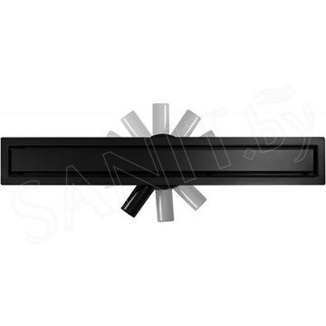 Душевой уголок Roxen Santi прозрачный с черным профилем в комплекте с душевым лотком Black Glass