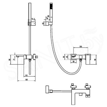 Смеситель для ванны Boheme Qubic Chrome 473-CR