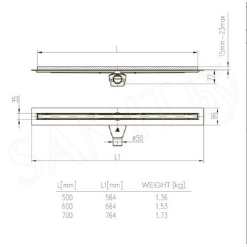 Душевой трап Veconi MCH VC 50 / 60 / 70 / 80 / 90