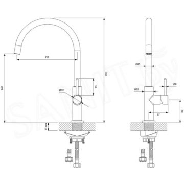 Смеситель для кухонной мойки Omnires Y Y1251GL / Y1251GLB