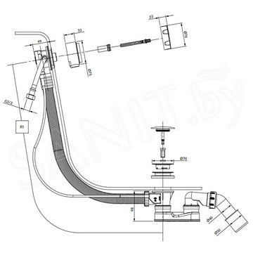 Сифон для ванны Omnires CGS 122 TK122-PLUS-3.43+64-SBL