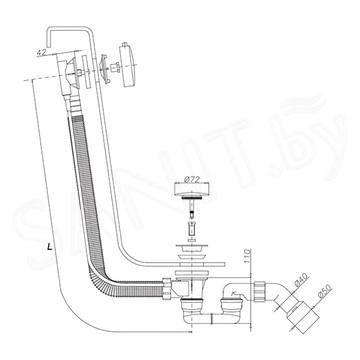 Сифон для ванны Omnires CGS TK104-PLUS-3.43+64-SBL
