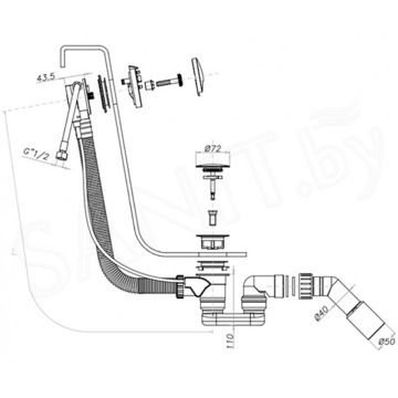 Сифон для ванны Omnires CGS 152 TK152-3.01+64-SCR