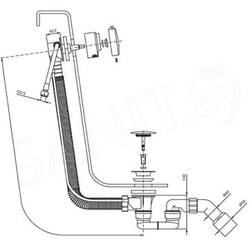 Сифон для ванны Omnires CGS TK132-PLUS-3.04+64-SGL