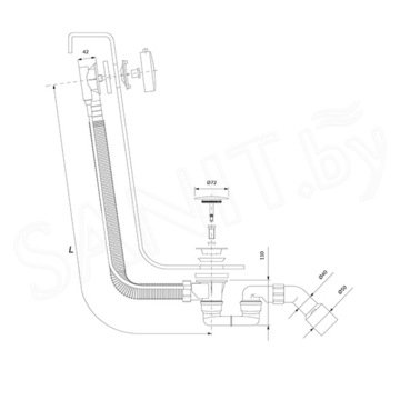 Сифон для ванны Omnires CGS TK104-PLUS-3.17+64-SGL