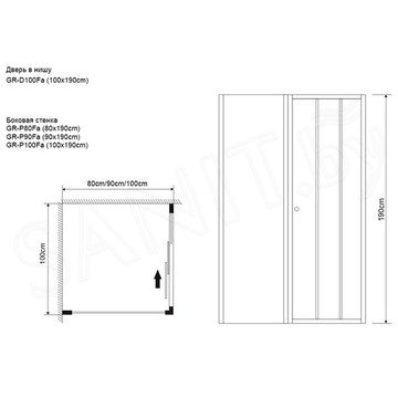 Душевой уголок Grossman Falcon GR-D100-P80Fa / GR-D100-P90Fa / GR-D100-P100Fa