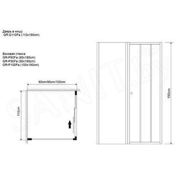 Душевой уголок Grossman Falcon GR-D110-P80Fa / GR-D110-P90Fa / GR-D110-P100Fa