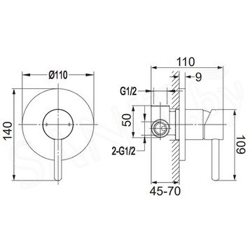 Смеситель встраиваемый Omnires Y Y1245GR для душа