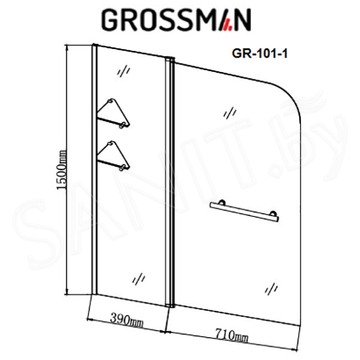 Душевая шторка на ванну Grossman GR-101/1