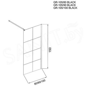 Душевая шторка на ванну Grossman GR-10580BLACK / GR-10590BLACK / GR-105100BLACK