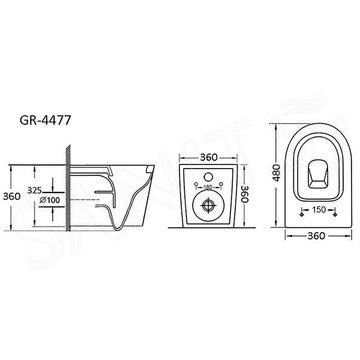 Подвесной унитаз Grossman GR-4477BMS безободковый с крышкой Soft Close