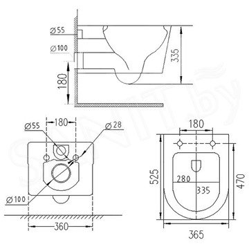 Система инсталляции для унитаза TECEbase kit 9400401S (9400412) c кнопкой и унитазом Roxen Porto 530155-01 Rimless Soft Close