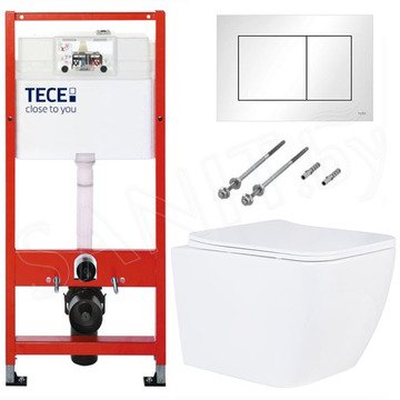 Система инсталляции для унитаза TECEbase kit c кнопкой 9400413 и унитазом Roxen Cube 530135-01 Rimless Soft Close