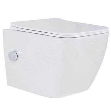 Комплект инсталляции Geberit Duofix с панелью смыва Delta 21 и подвесным унитазом Roxen Cube Bidet 530135-01X с функцией биде