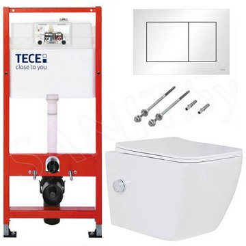 Система инсталляции для унитаза TECEbase kit c кнопкой 9400413 и унитазом Roxen Cube Bidet 530135-01X с функцией биде