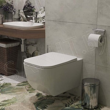 Комплект инсталляции Berges Novum 525 c кнопкой L5 Soft Touch, унитазом Roxen Boro 530145-01, смесителем Roxen Santi 500940-B и держателем для бумаги Roxen RX-1001B