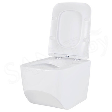 Комплект инсталляции Berges Novum 525 c кнопкой L5 Soft Touch, унитазом Roxen Boro 530145-01, смесителем Roxen Santi 500940-B и держателем для бумаги Roxen RX-1001B