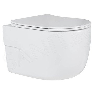 Комплект инсталляции Berges Novum 525 c кнопкой L5 Soft Touch, унитазом Roxen Porto 530155-01, смесителем Roxen Santi 500940-B и держателем для туалетной бумаги Roxen RX-1001B