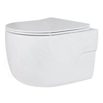 Комплект инсталляции Berges Novum 525 c кнопкой L5 Soft Touch, унитазом Roxen Porto 530155-01, смесителем Roxen Caspia 500960-B и держателем для туалетной бумаги Roxen RX-1001B