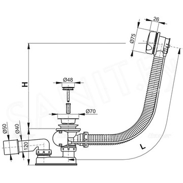 Сифон для ванны AlcaPlast A51B