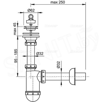 Сифон для умывальника AlcaPlast A411 DN32