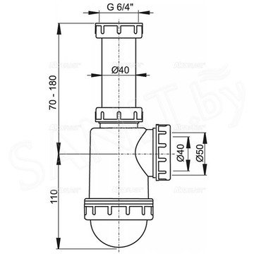 Сифон для мойки Alcaplast A443-DN50/40