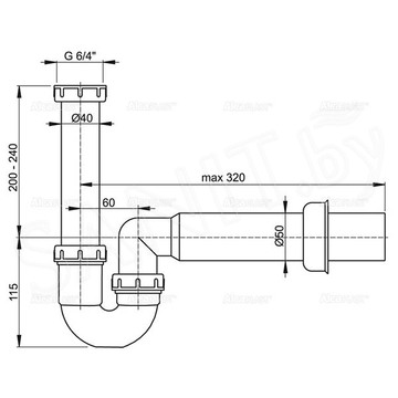 Сифон для мойки Alcaplast A80-DN50